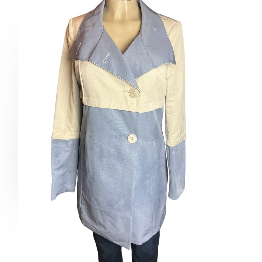 Tahari Anya Rain Coat in Rain Stone Size Small​​​​​
